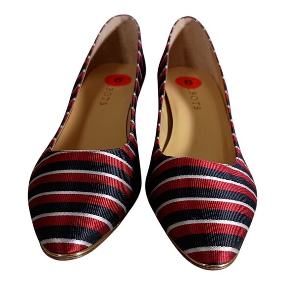 Talbots Kelsey Block Heel Pumps Shoes Textile Striped Women's 6 - Picture 3 of 8